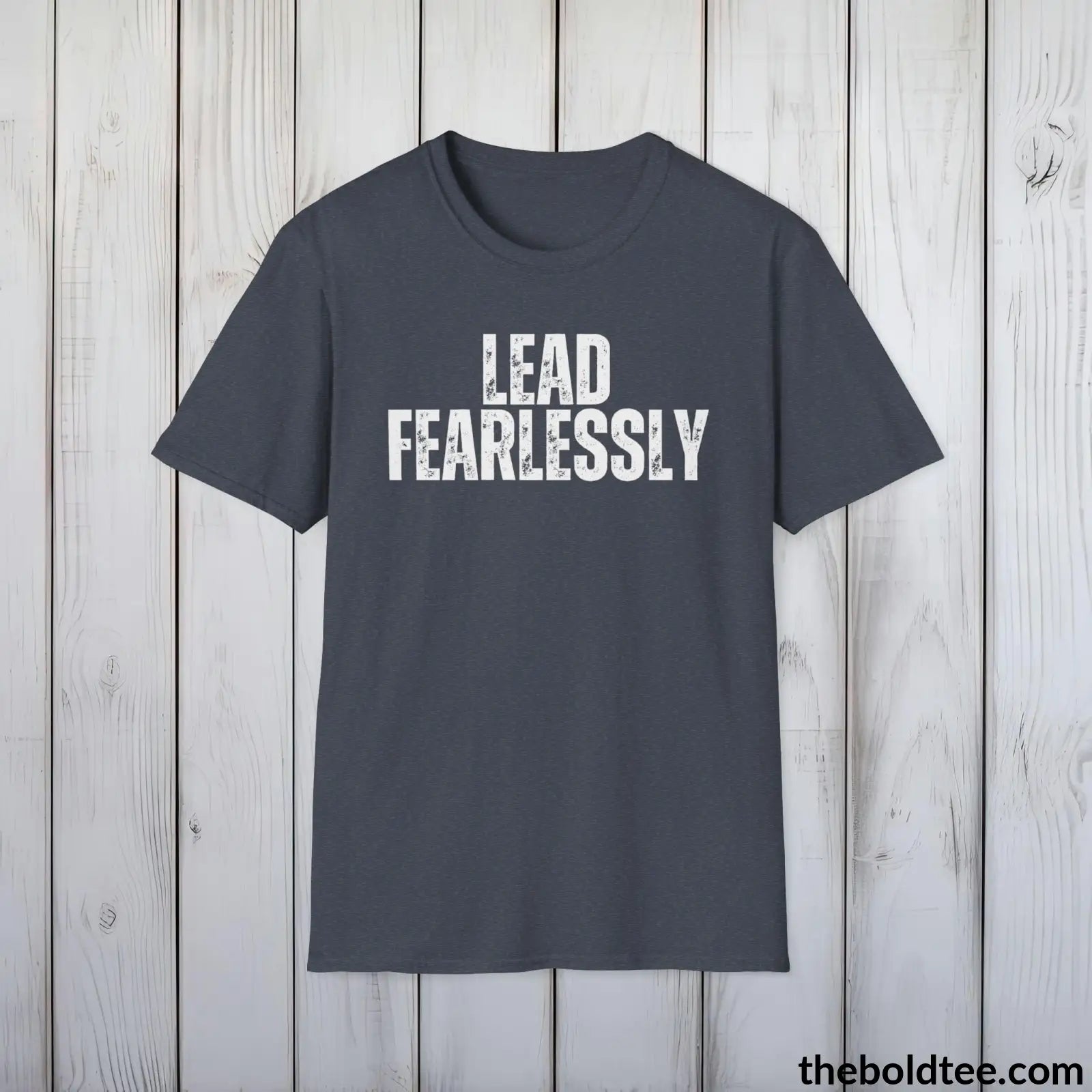 T-Shirt Heather Navy / S LEAD FEARLESSLY Military Tee - Strong & Versatile Cotton Crewneck T-Shirt - 9 Bold Colors