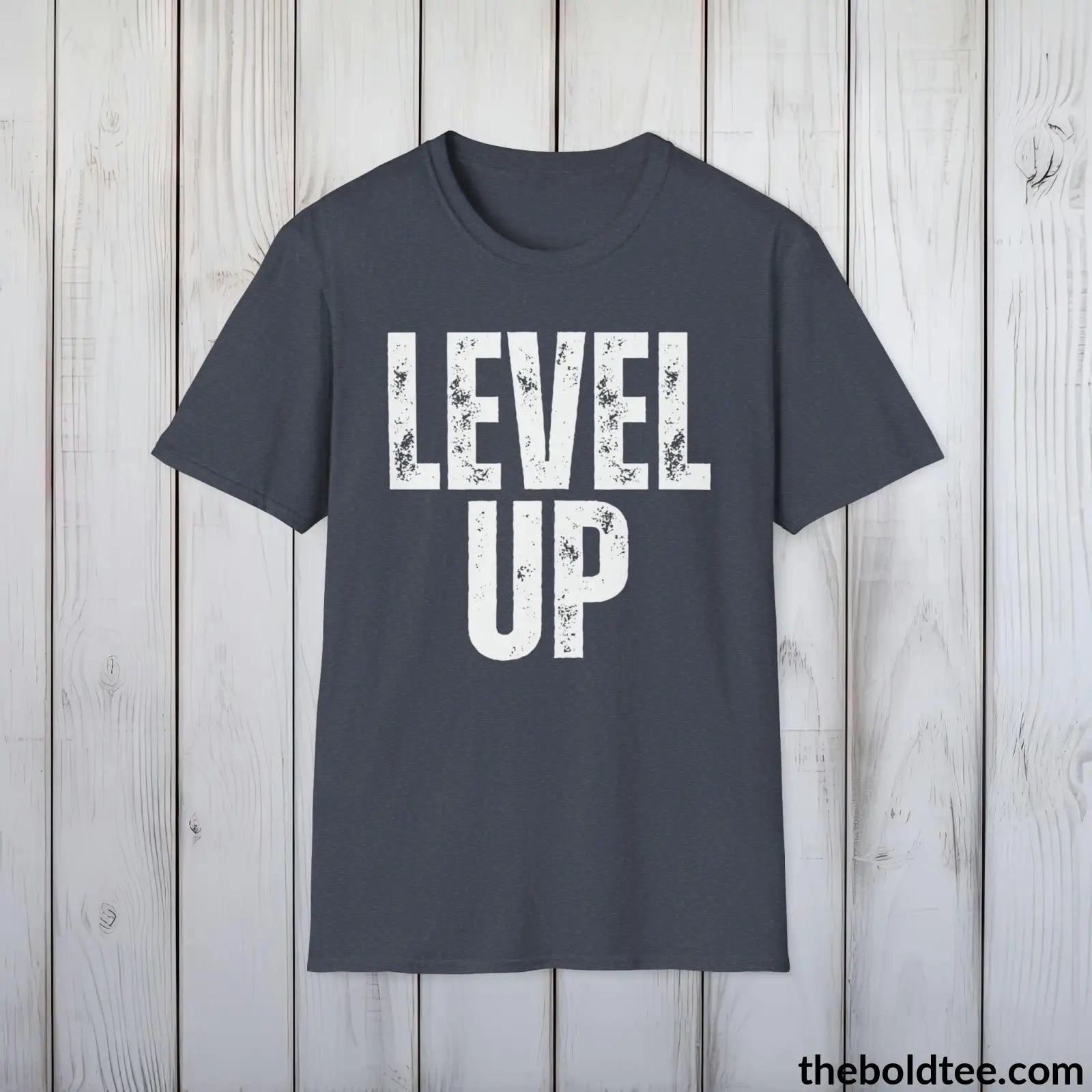 T-Shirt Heather Navy / S LEVEL UP Gamer Tee - Sustainable & Soft Cotton Crewneck Unisex T-Shirt - 9 Bold Colors