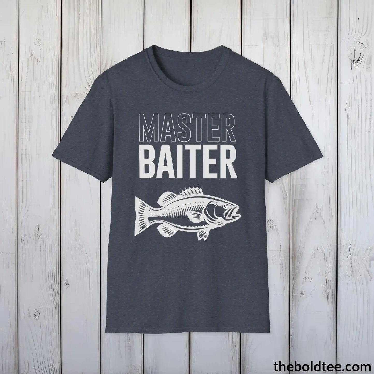 T-Shirt Heather Navy / S Master Baiter Fisher T-Shirt - Premium Fishing Graphic Tee - Fishing Gift For Fishermen - Epic Fishing T-Shirt - 9 Colors Available