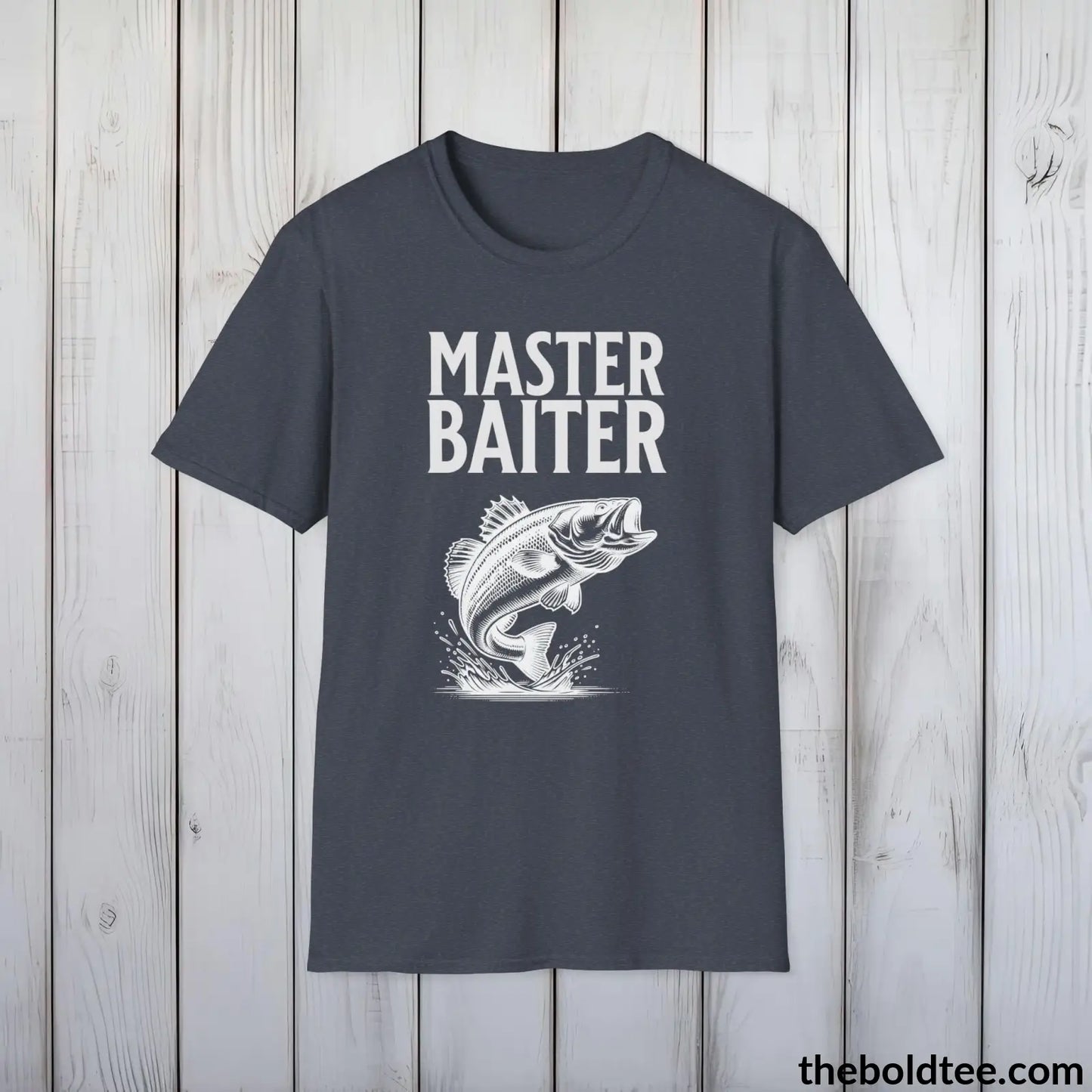 T-Shirt Heather Navy / S Master Baiter Fisher T-Shirt - Premium Fishing Graphic Tee - Fishing Gift For Fishermen - Relaxing Fishing T-Shirt - 9 Colors Available