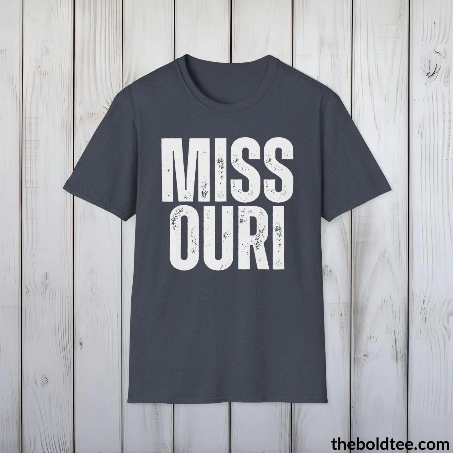 T-Shirt Heather Navy / S MISSOURI Tee - Casual, Sustainable & Soft Cotton Crewneck Unisex T-Shirt - 9 Bold Colors