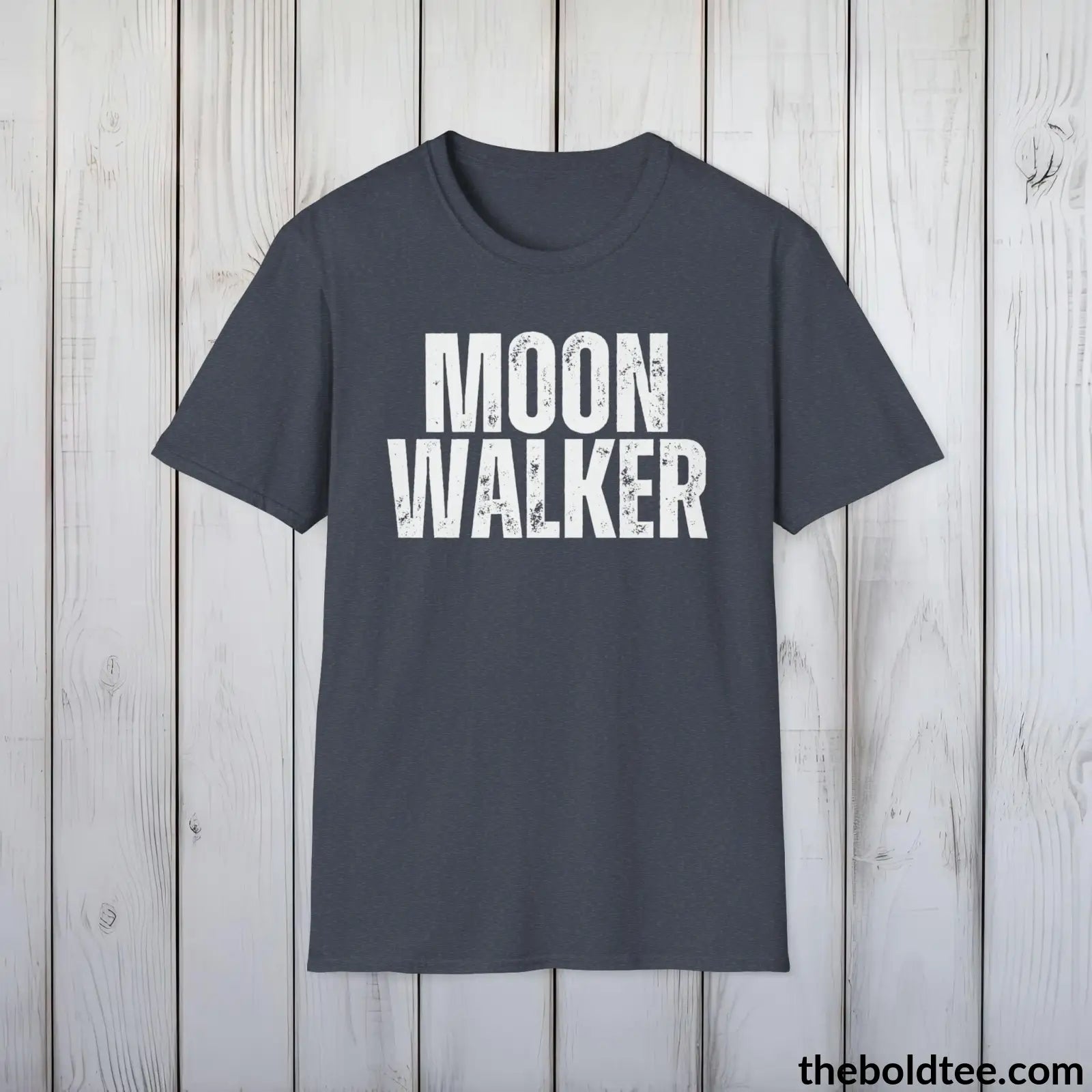 T-Shirt Heather Navy / S MOON WALKER Space Tee - Casual, Sustainable & Soft Cotton Crewneck Unisex T-Shirt - 9 Bold Colors