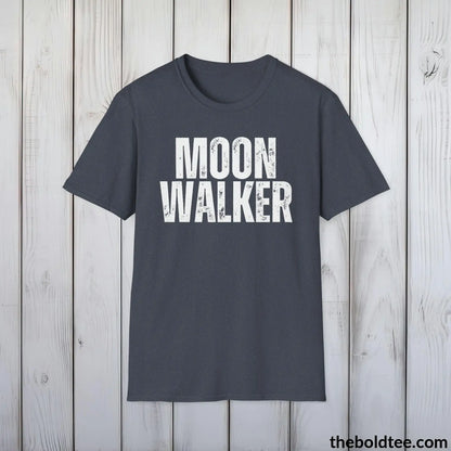 T-Shirt Heather Navy / S MOON WALKER Space Tee - Casual, Sustainable & Soft Cotton Crewneck Unisex T-Shirt - 9 Bold Colors