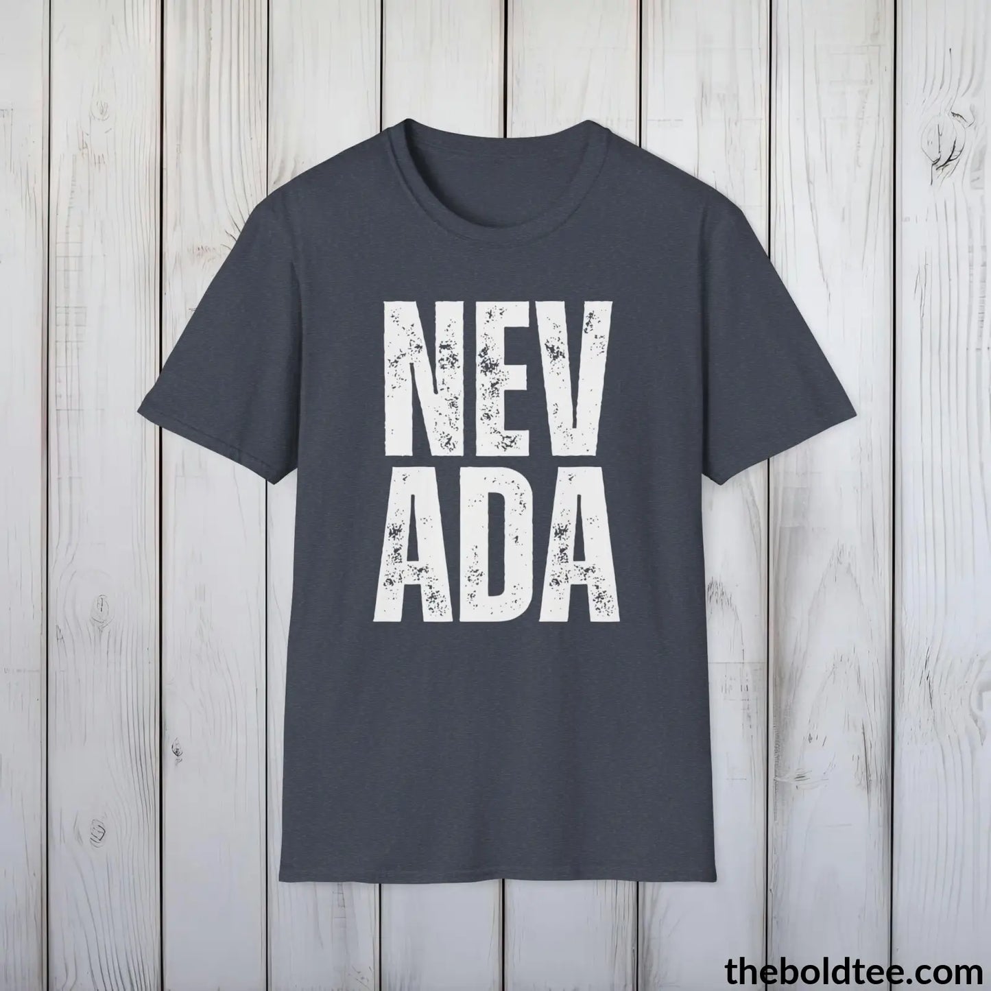 T-Shirt Heather Navy / S NEVADA Tee - Casual, Sustainable & Soft Cotton Crewneck Unisex T-Shirt - 9 Bold Colors