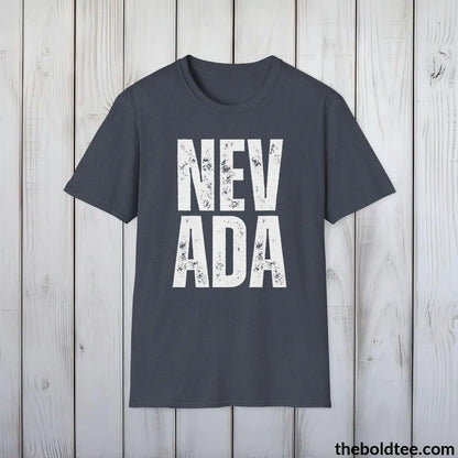 T-Shirt Heather Navy / S NEVADA Tee - Casual, Sustainable & Soft Cotton Crewneck Unisex T-Shirt - 9 Bold Colors