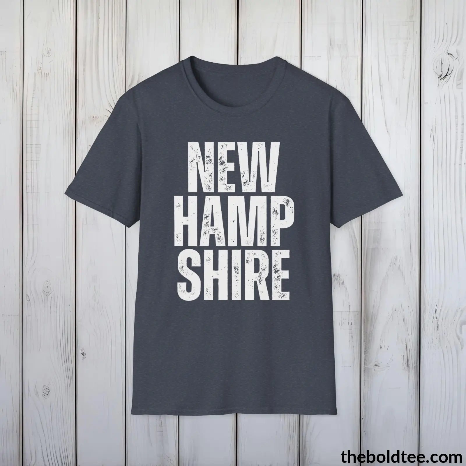 T-Shirt Heather Navy / S NEW HAMPSHIRE Tee - Casual, Sustainable & Soft Cotton Crewneck Unisex T-Shirt - 9 Bold Colors