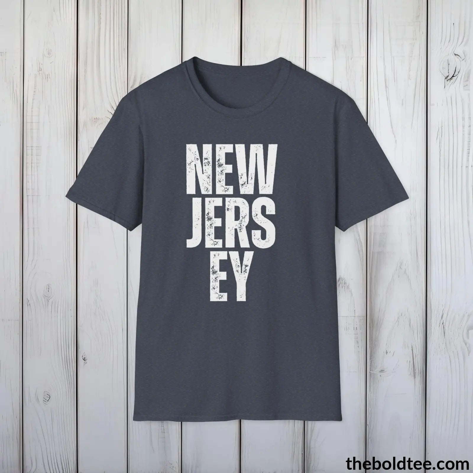 T-Shirt Heather Navy / S NEW JERSEY Tee - Casual, Sustainable & Soft Cotton Crewneck Unisex T-Shirt - 9 Bold Colors