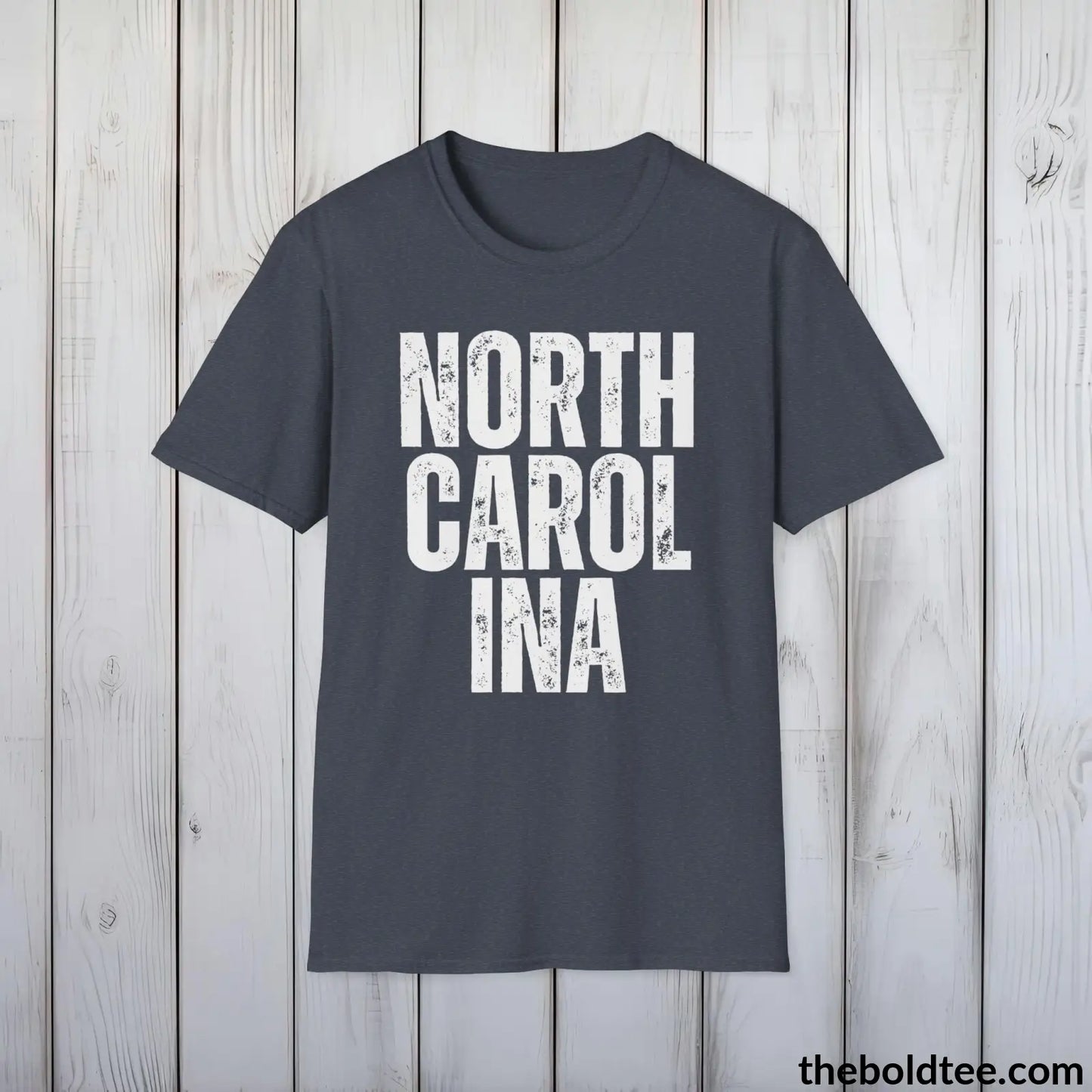 T-Shirt Heather Navy / S NORTH CAROLINA Tee - Casual, Sustainable & Soft Cotton Crewneck Unisex T-Shirt - 9 Bold Colors