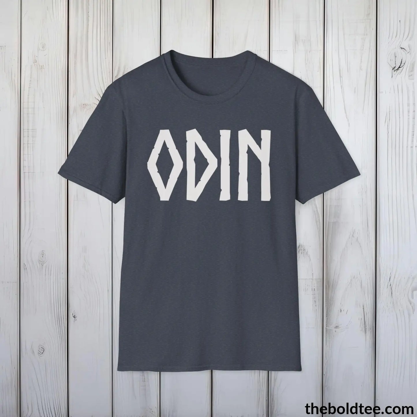 T-Shirt Heather Navy / S ODIN Tee - Bold Viking Mythology Cotton T-Shirt - 9 Epic Dark Colors Available