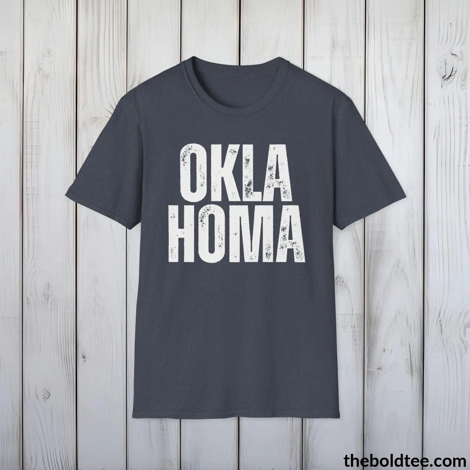 T-Shirt Heather Navy / S OKLAHOMA Tee - Casual, Sustainable & Soft Cotton Crewneck Unisex T-Shirt - 9 Bold Colors