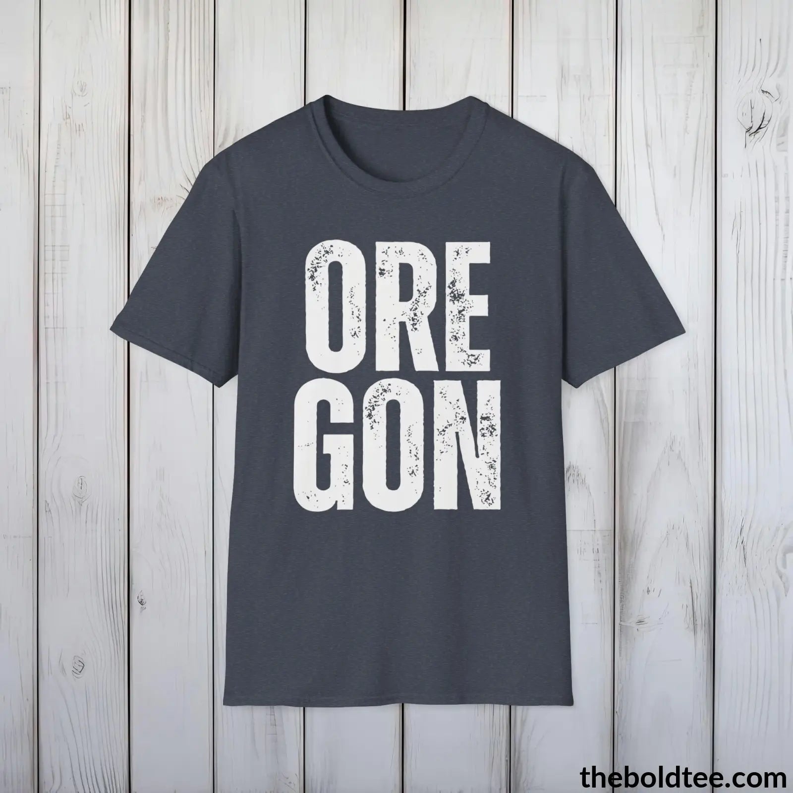 T-Shirt Heather Navy / S OREGON Tee - Casual, Sustainable & Soft Cotton Crewneck Unisex T-Shirt - 9 Bold Colors