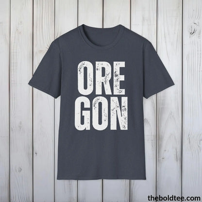 T-Shirt Heather Navy / S OREGON Tee - Casual, Sustainable & Soft Cotton Crewneck Unisex T-Shirt - 9 Bold Colors