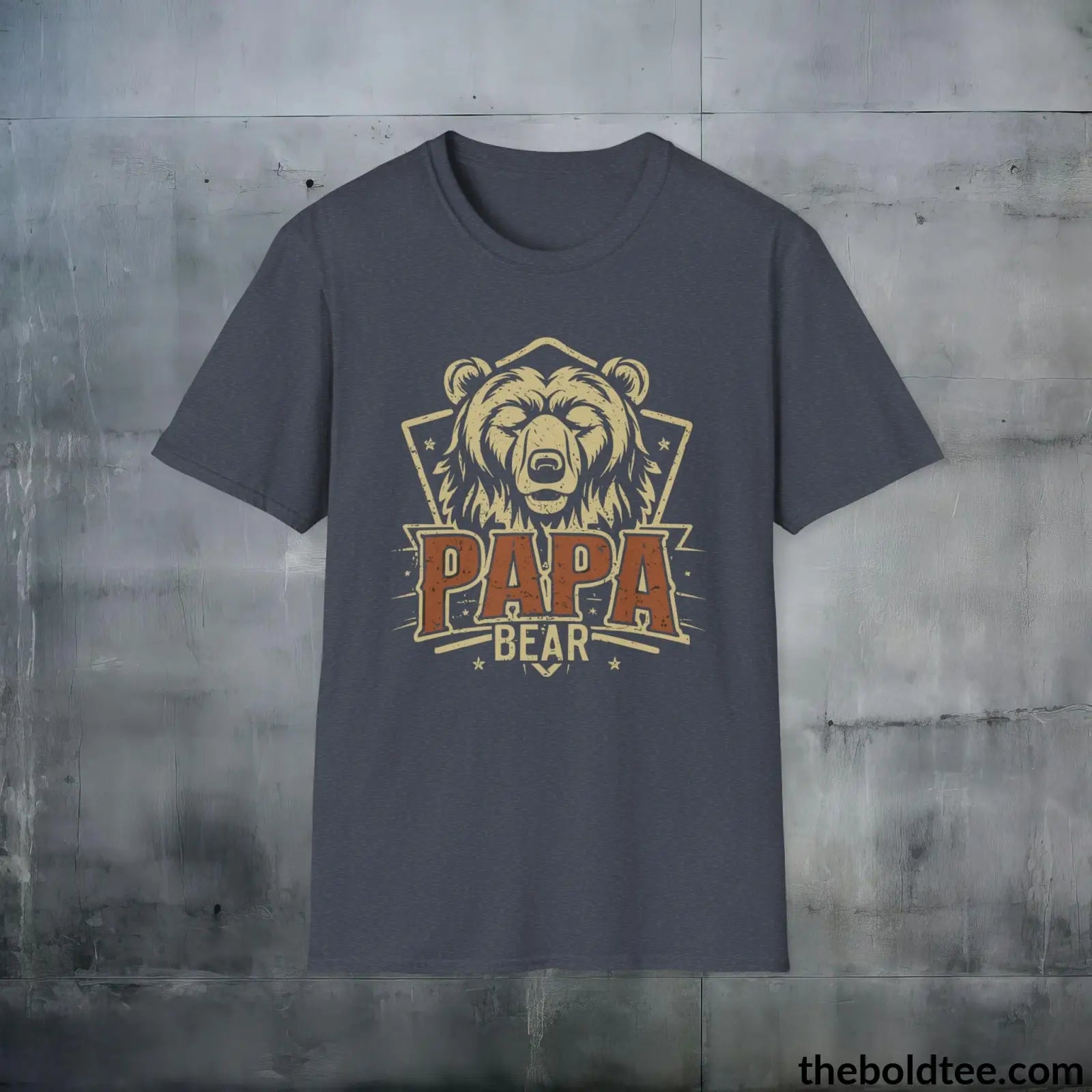 T-Shirt Heather Navy / S Papa Bear Family Leader T-Shirt - Father's Pride Tee for Awesome Dad's - Soft, Durable and Ethical Apparel in 3 Colors