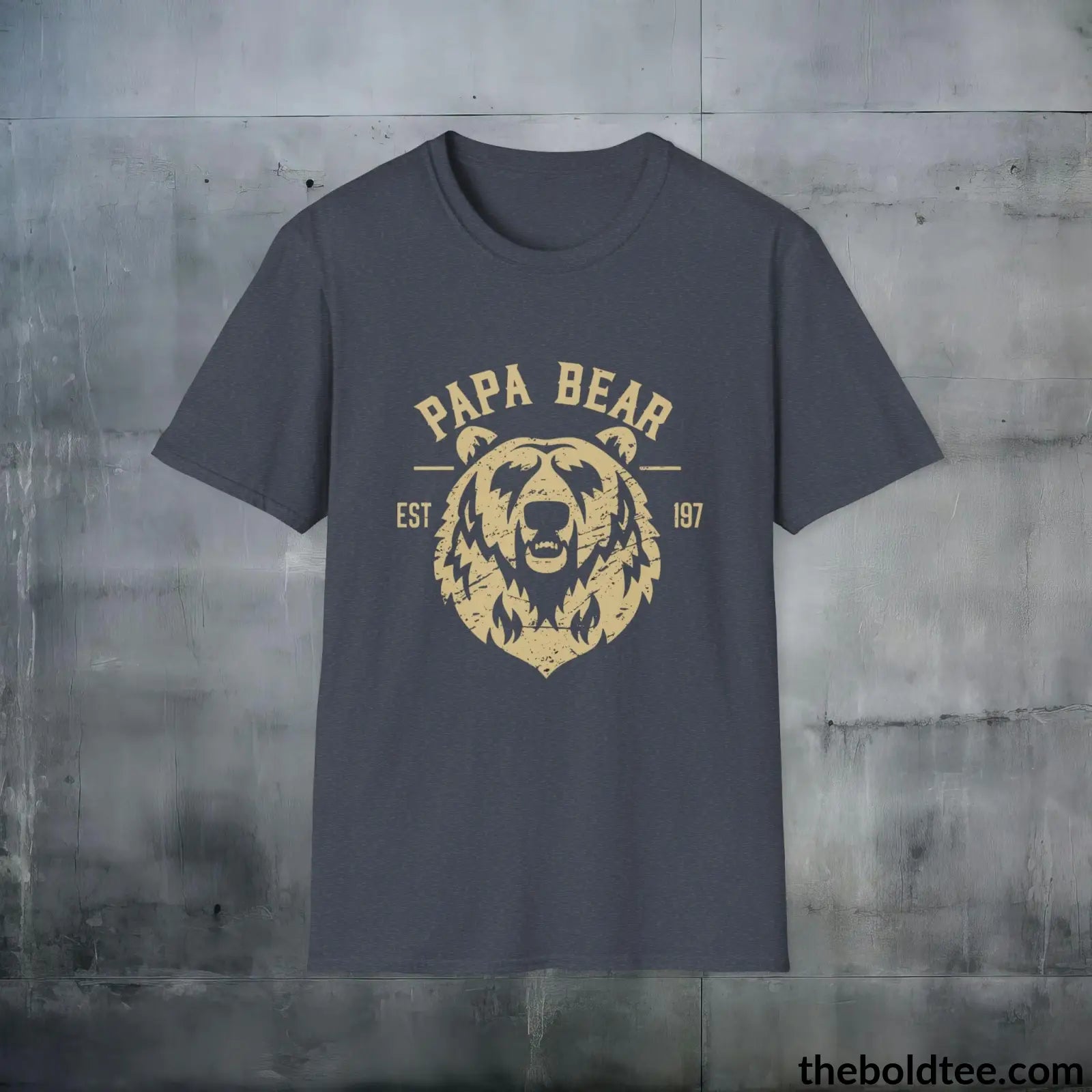 T-Shirt Heather Navy / S Papa Bear Family Leader T-Shirt - Father's Pride Tee for Awesome Dad's - Soft, Durable and Ethical Apparel in 3 Colors