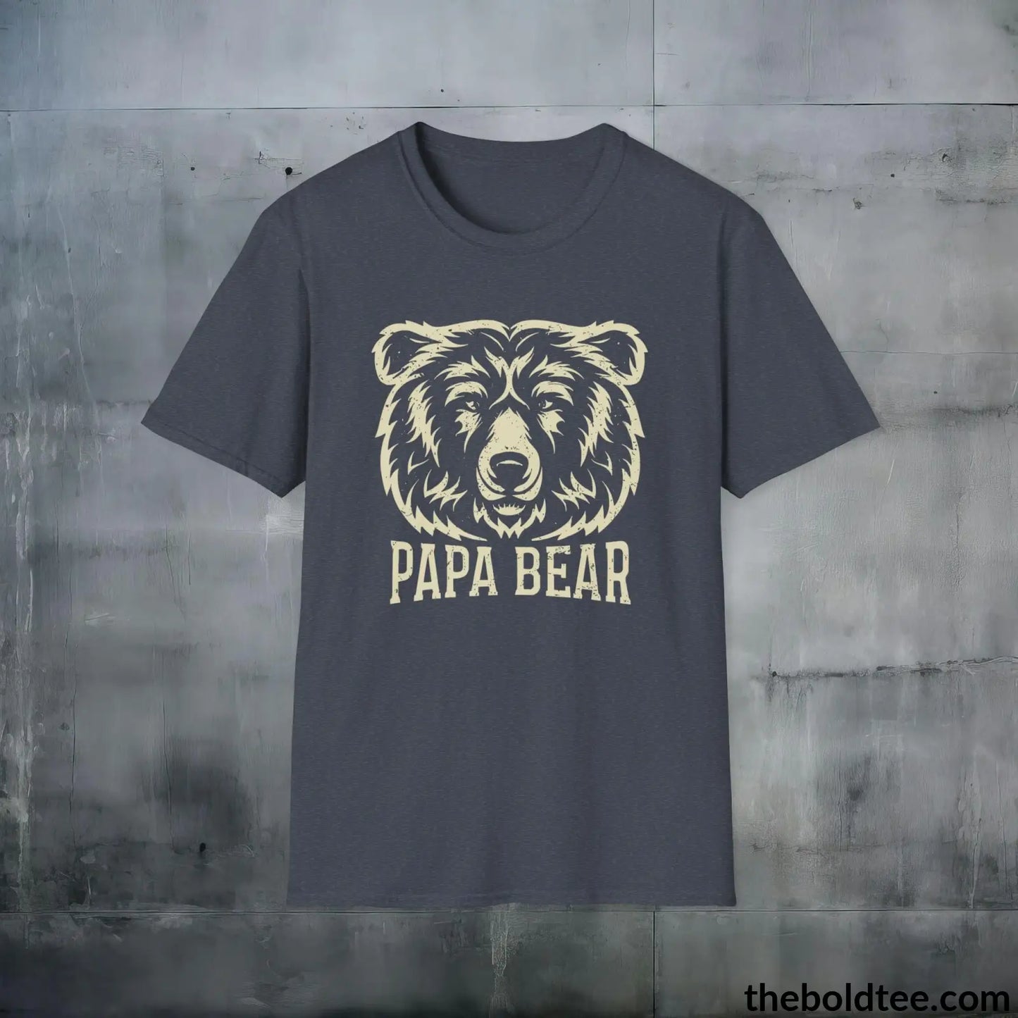 T-Shirt Heather Navy / S Papa Bear Family Leader T-Shirt - Father's Pride Tee for Awesome Dad's - Soft, Durable and Ethical Apparel in 3 Colors