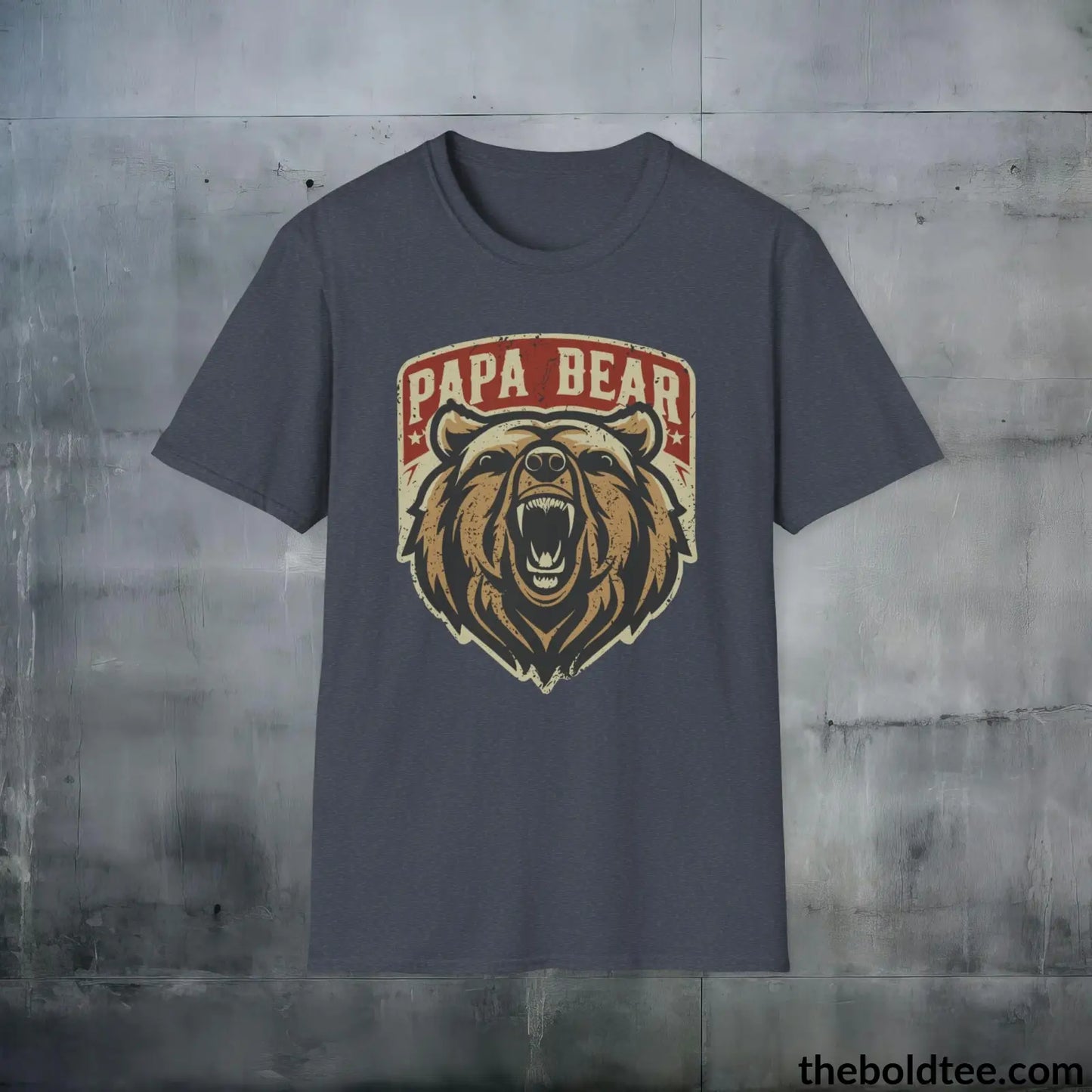 T-Shirt Heather Navy / S Papa Bear Family Leader T-Shirt - Father's Pride Tee for Awesome Dad's - Soft, Durable and Ethical Apparel in 3 Colors