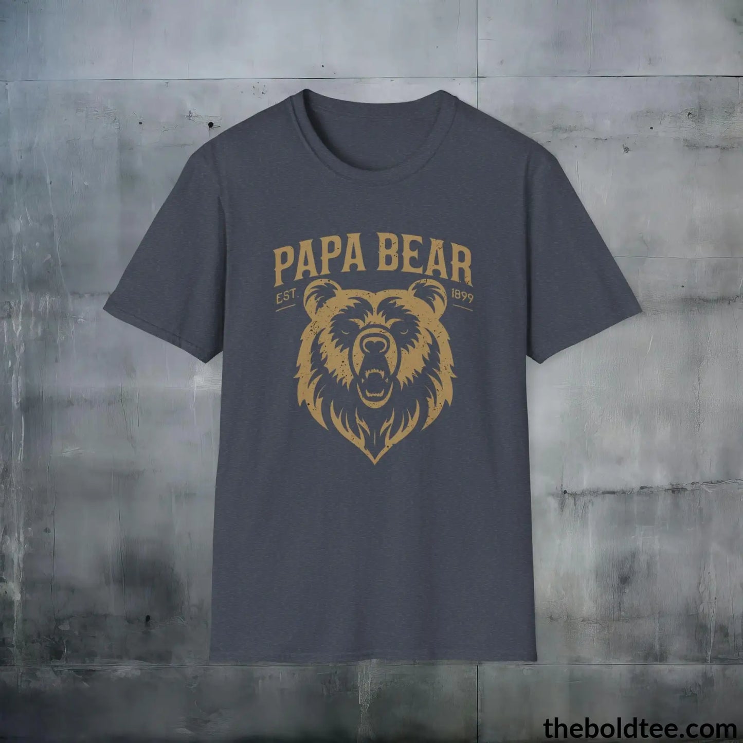 T-Shirt Heather Navy / S Papa Bear Family Leader T-Shirt - Father's Pride Tee for Awesome Dad's - Soft, Durable and Ethical Apparel in 3 Colors