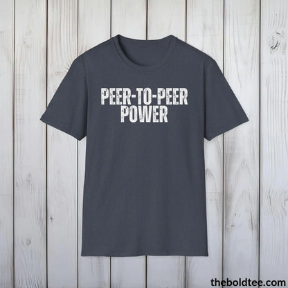 T-Shirt Heather Navy / S PEER-TO-PEER PWER Cryptocurrency Tee - Premium Cotton Crewneck Unisex T-Shirt - 9 Bold Colors