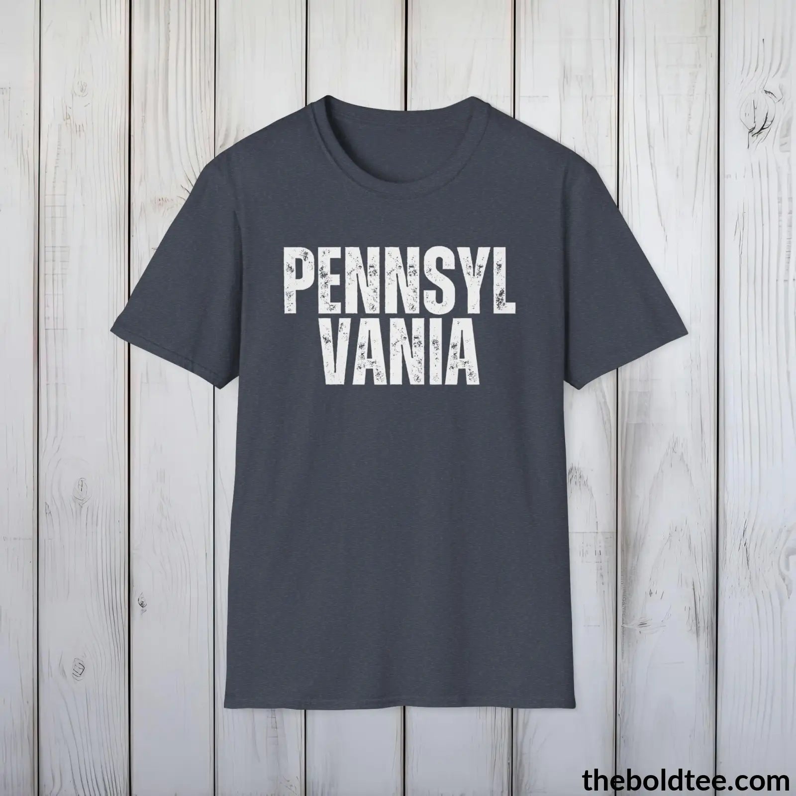 T-Shirt Heather Navy / S PENNSYLVANIA Tee - Casual, Sustainable & Soft Cotton Crewneck Unisex T-Shirt - 9 Bold Colors