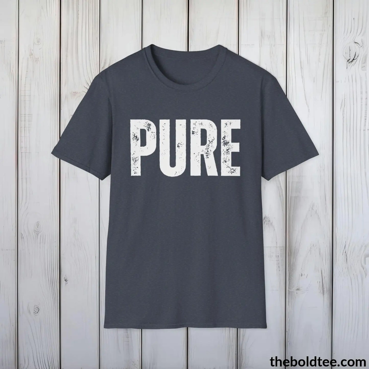 T-Shirt Heather Navy / S PURE Tee - Bold Urbnan Cotton T-Shirt - 9 Epic Colors Available