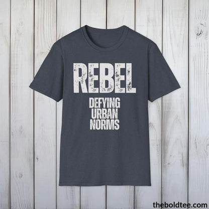 T-Shirt Heather Navy / S REBEL - Defying Urban Norms Tee - Bold Urbnan Cotton T-Shirt - 9 Epic Colors Available