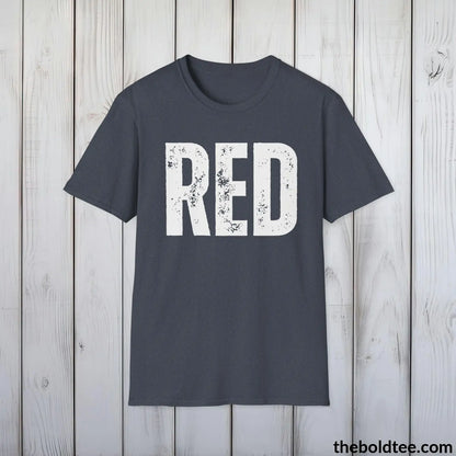 T-Shirt Heather Navy / S RED Tee - Bold Urbnan Cotton T-Shirt - 9 Epic Colors Available