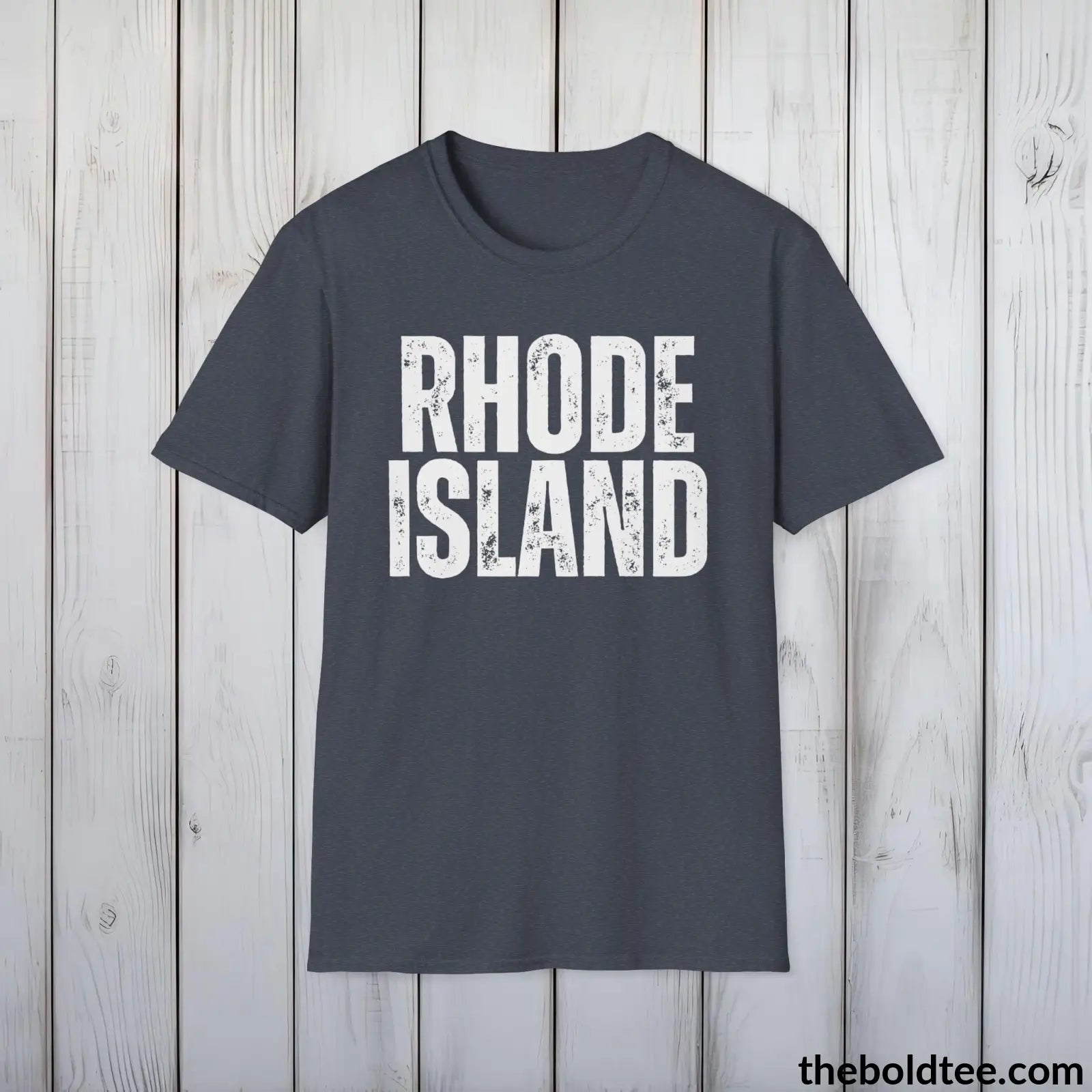 T-Shirt Heather Navy / S RHODE ISLAND Tee - Casual, Sustainable & Soft Cotton Crewneck Unisex T-Shirt - 9 Bold Colors