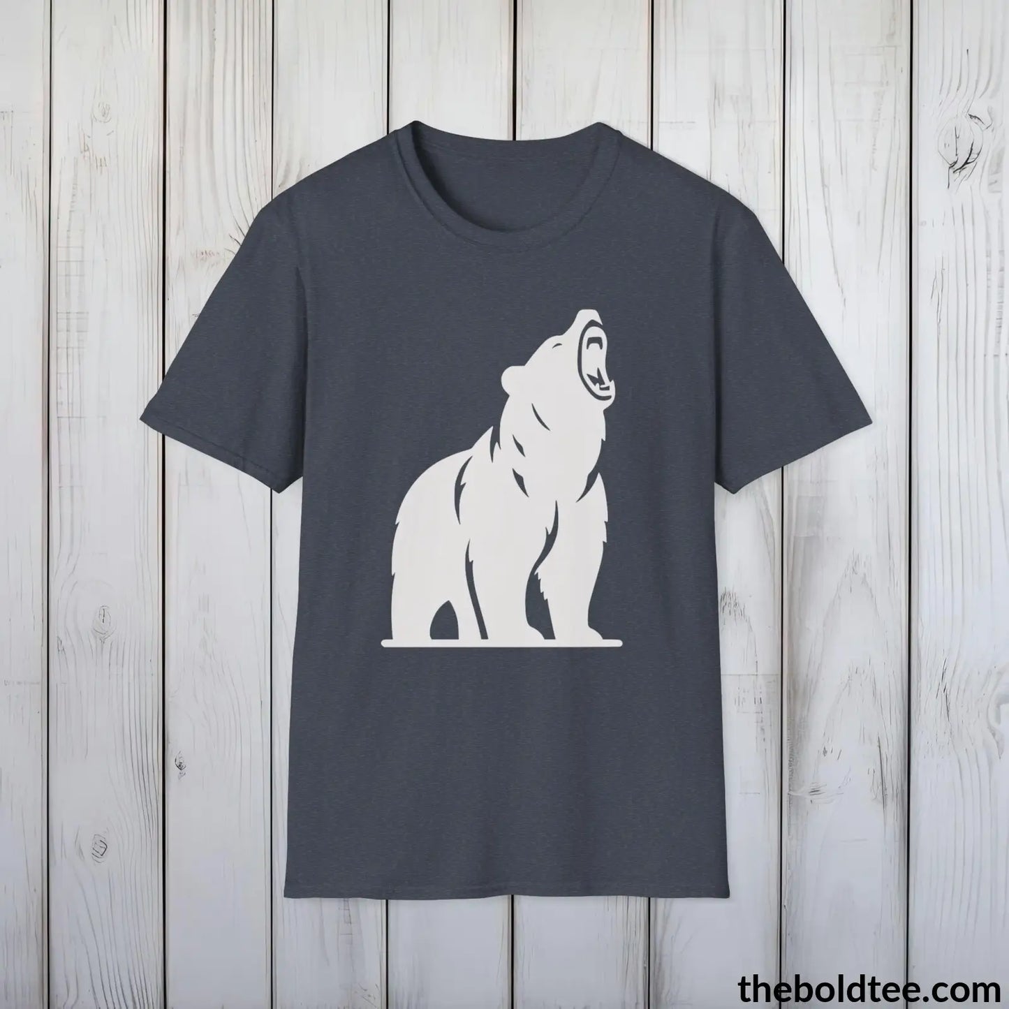 T-Shirt Heather Navy / S Roaring Bear Tee - Bold Urbnan Cotton T-Shirt - 9 Epic Dark Colors Available