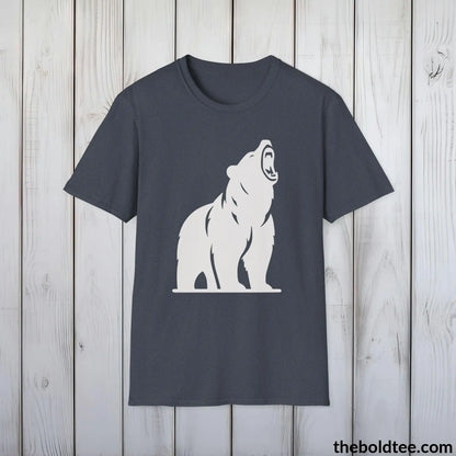 T-Shirt Heather Navy / S Roaring Bear Tee - Bold Urbnan Cotton T-Shirt - 9 Epic Dark Colors Available