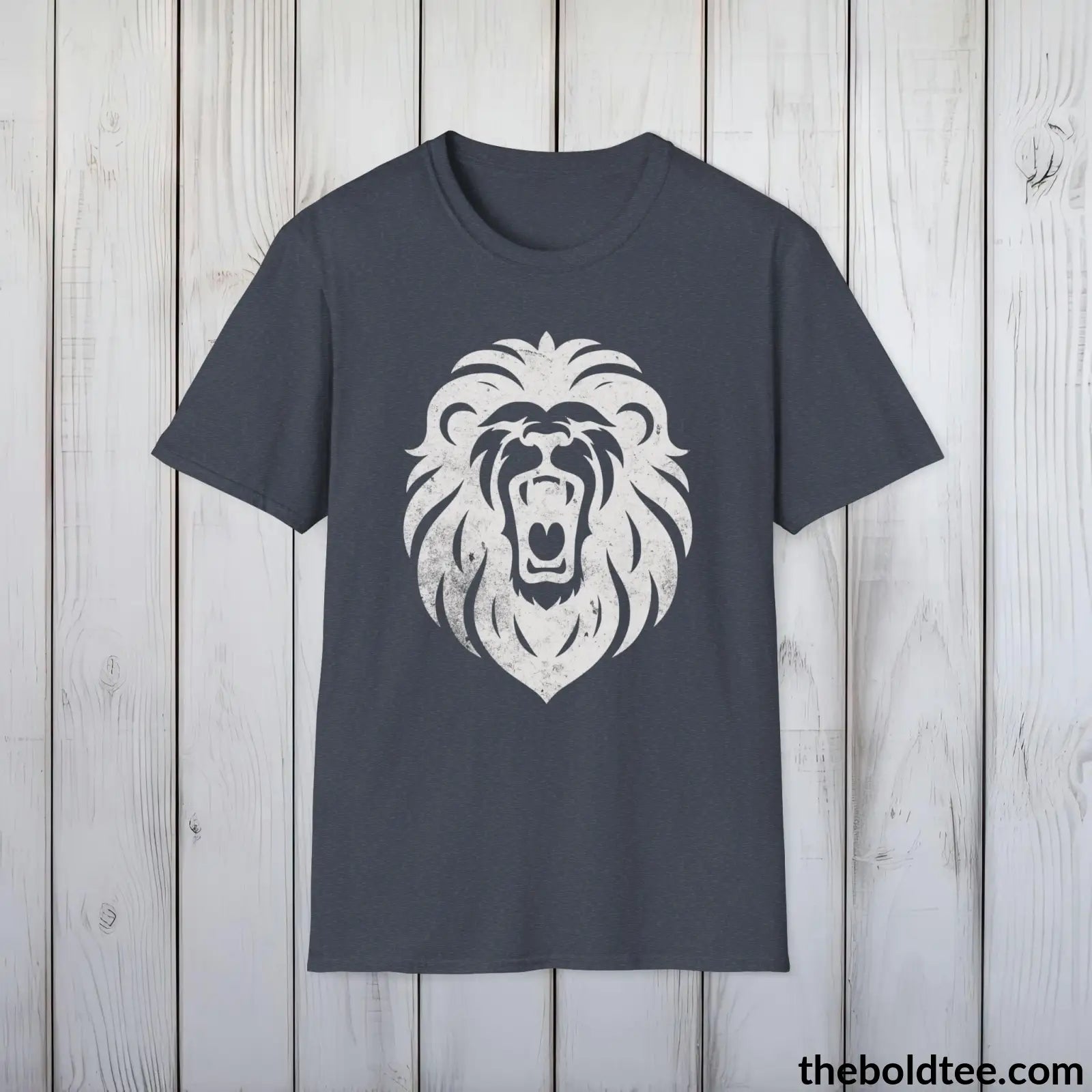 T-Shirt Heather Navy / S Roaring Lion Tee - Bold Urbnan Cotton T-Shirt - 9 Epic Colors Available