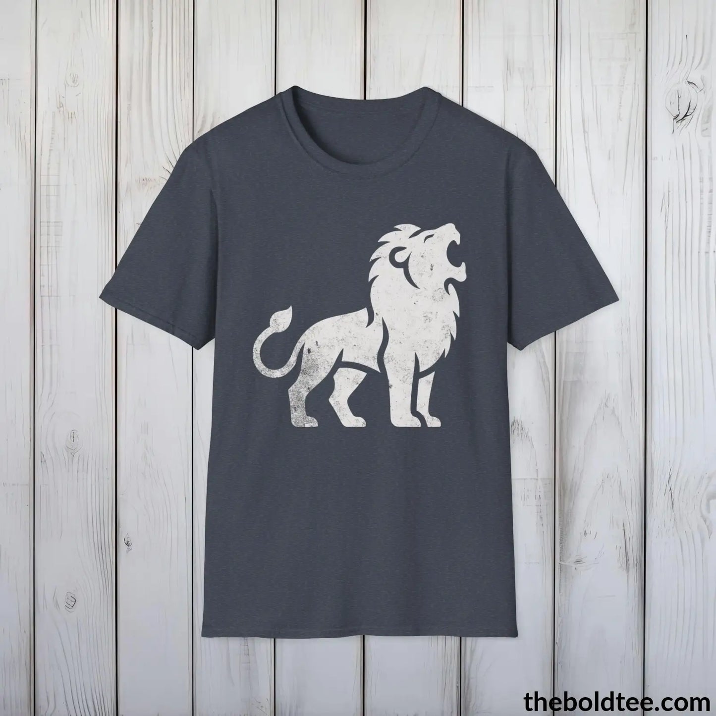 T-Shirt Heather Navy / S Roaring Lion Tee - Bold Urbnan Cotton T-Shirt - 9 Epic Colors Available