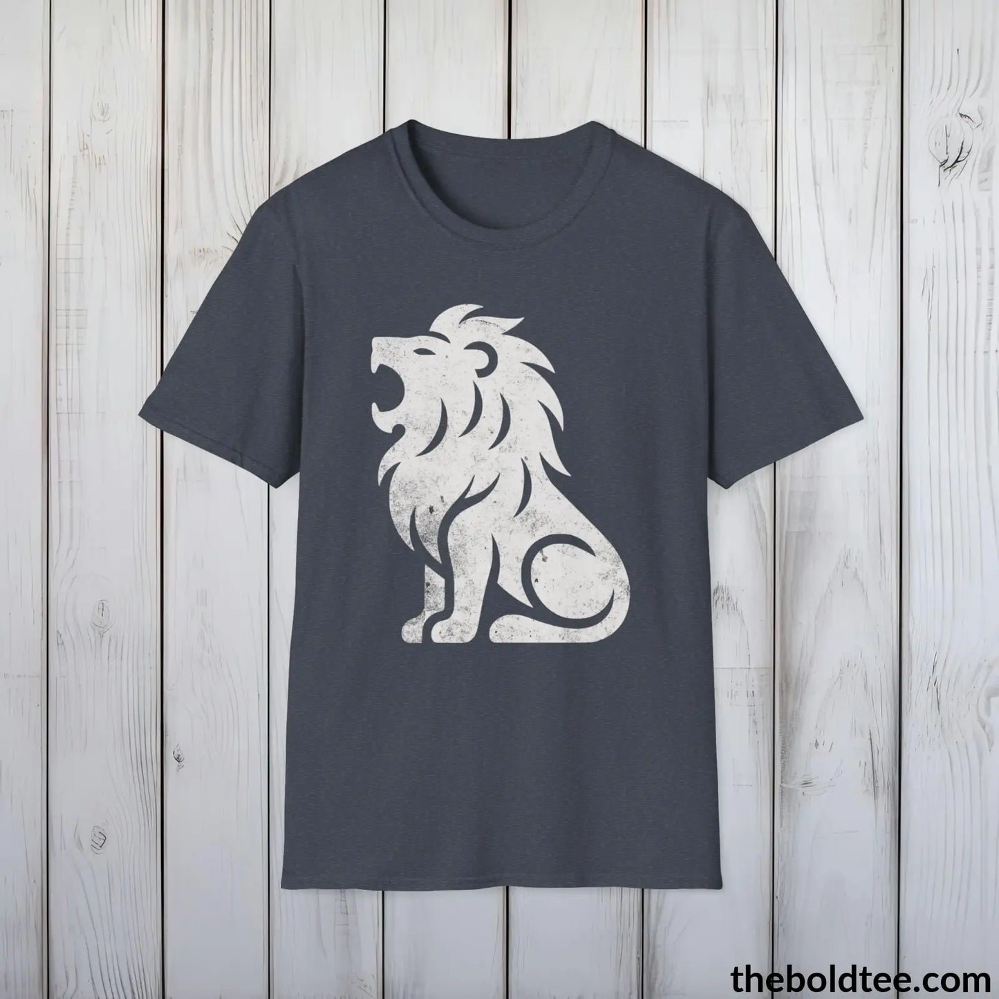 T-Shirt Heather Navy / S Roaring Lion Tee - Bold Urbnan Cotton T-Shirt - 9 Epic Colors Available