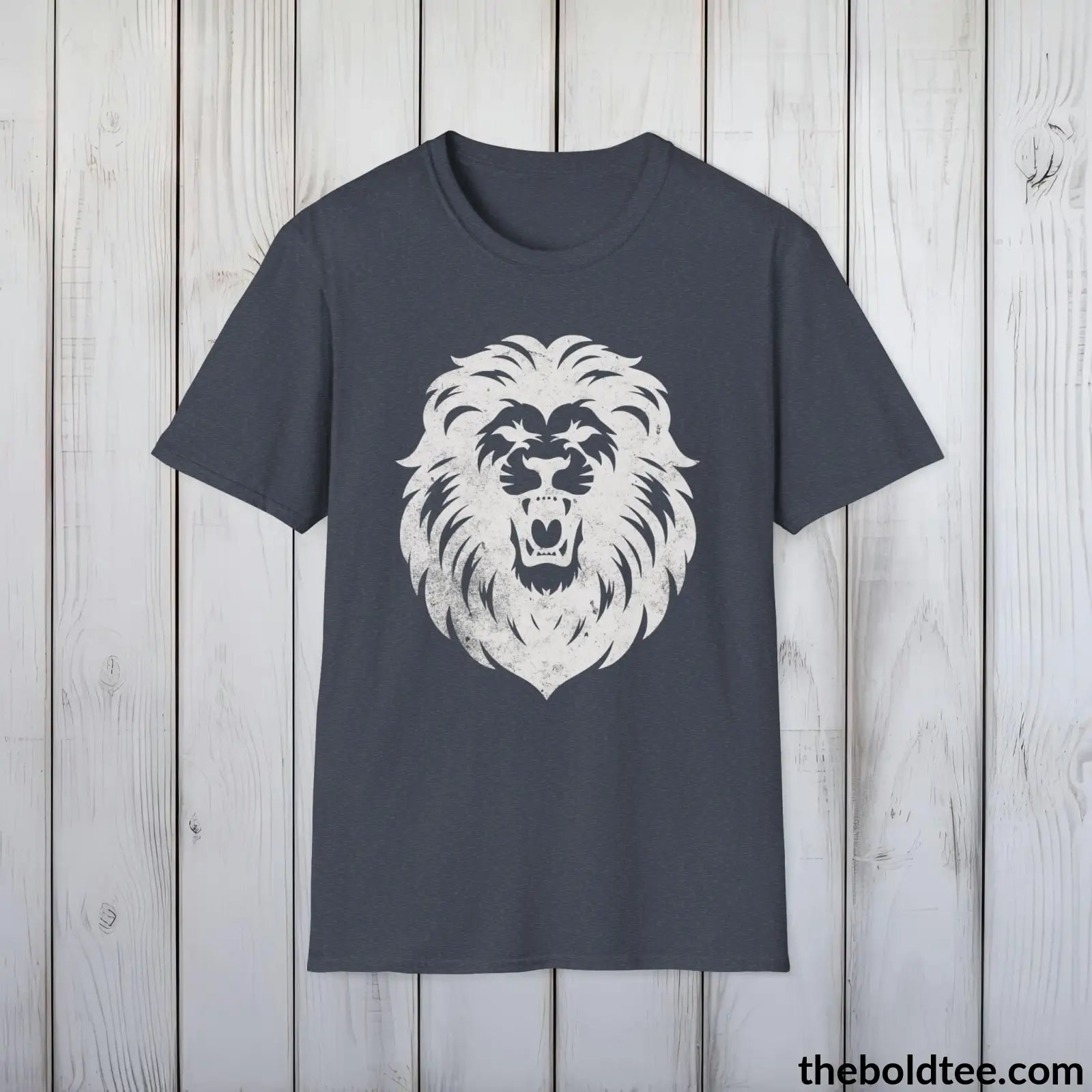 T-Shirt Heather Navy / S Roaring Lion Tee - Bold Urbnan Cotton T-Shirt - 9 Epic Colors Available