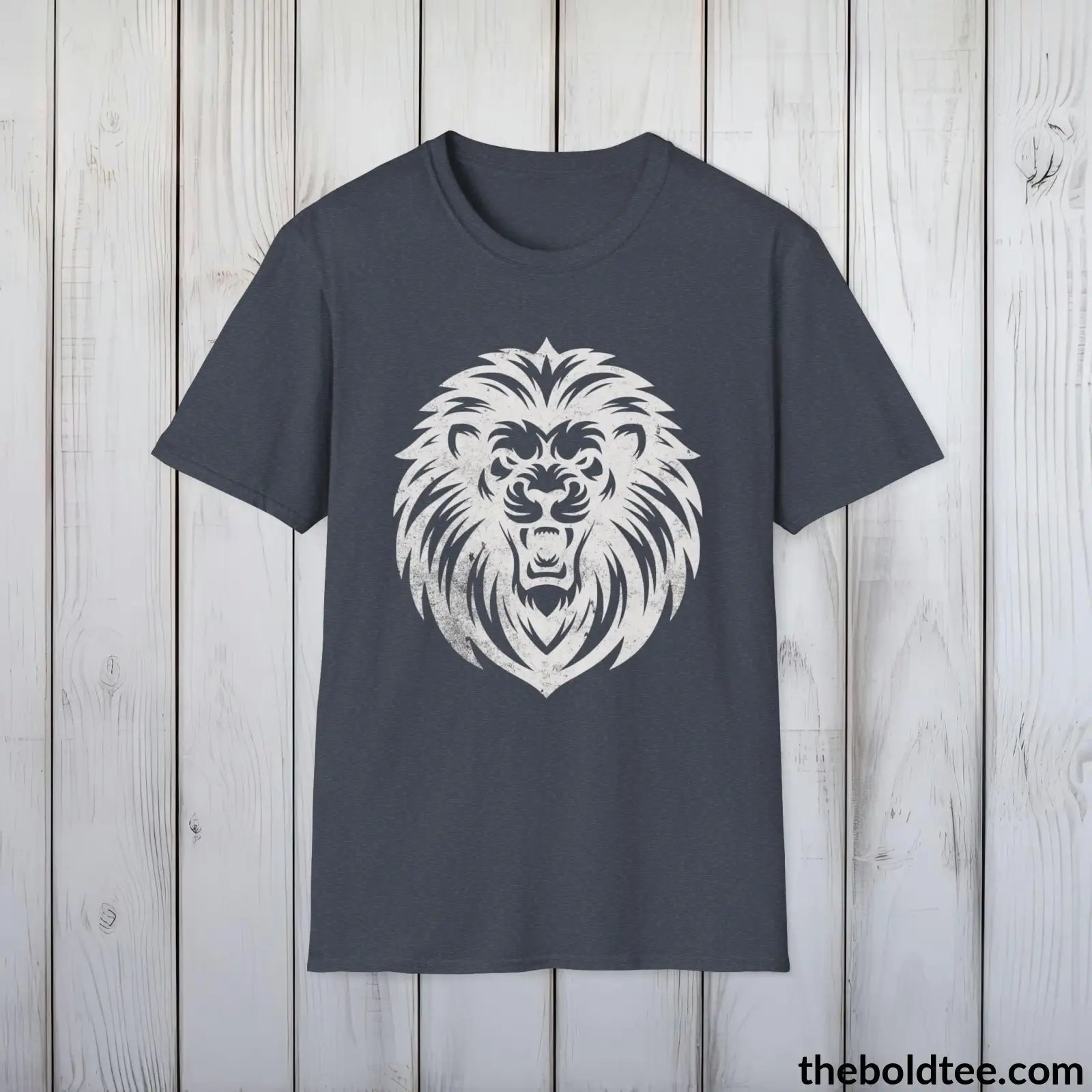 T-Shirt Heather Navy / S Roaring Lion Tee - Bold Urbnan Cotton T-Shirt - 9 Epic Colors Available