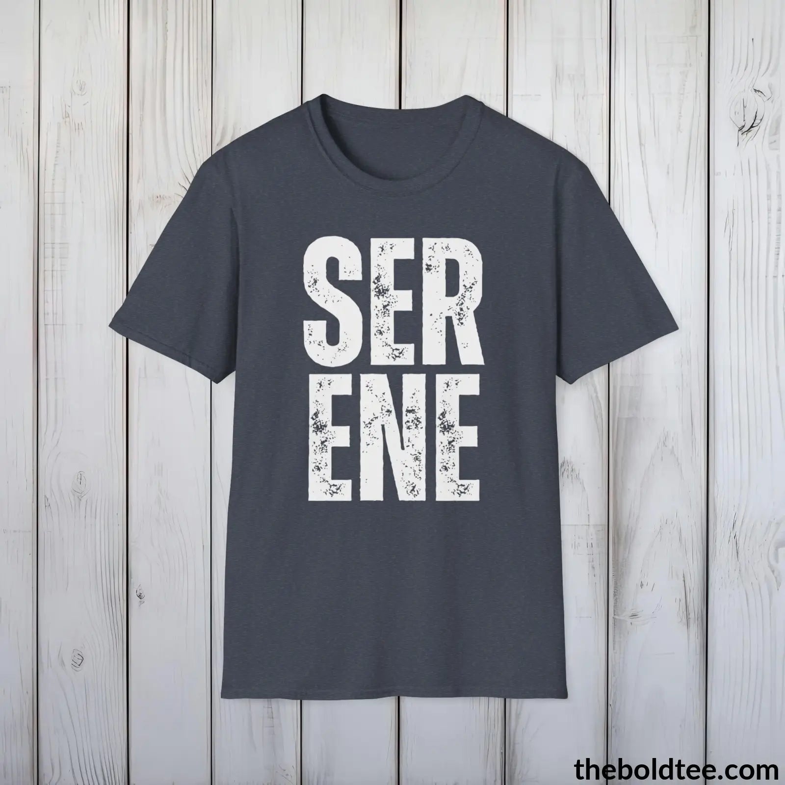 T-Shirt Heather Navy / S SERENE Tee - Casual, Sustainable & Soft Cotton Crewneck Unisex T-Shirt - 9 Bold Colors