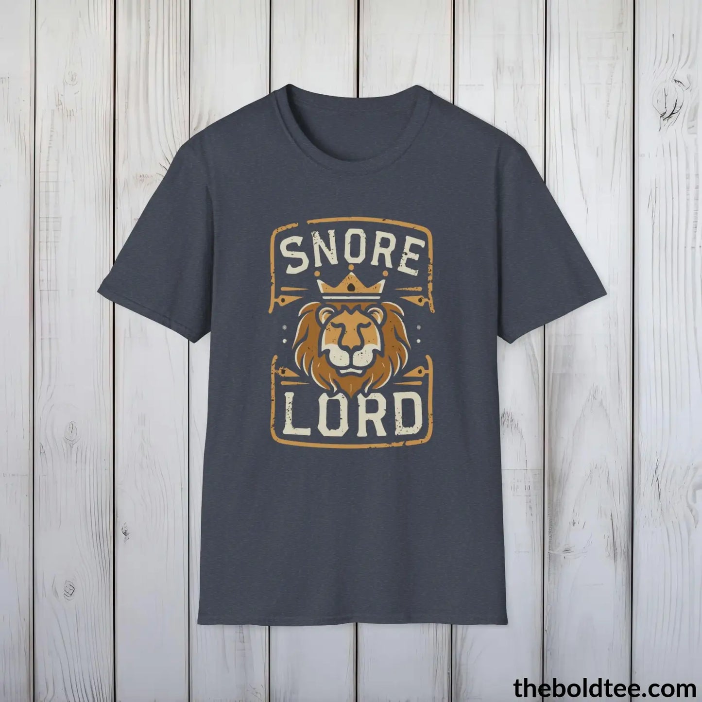 T-Shirt Heather Navy / S Snore Lord Dad Sleep Shirt - Sleepy Dad's Favorite Tee - Perfect Funny Dad T-Shirt Gift - Ultimate Comfort in Black, Grey or Navy