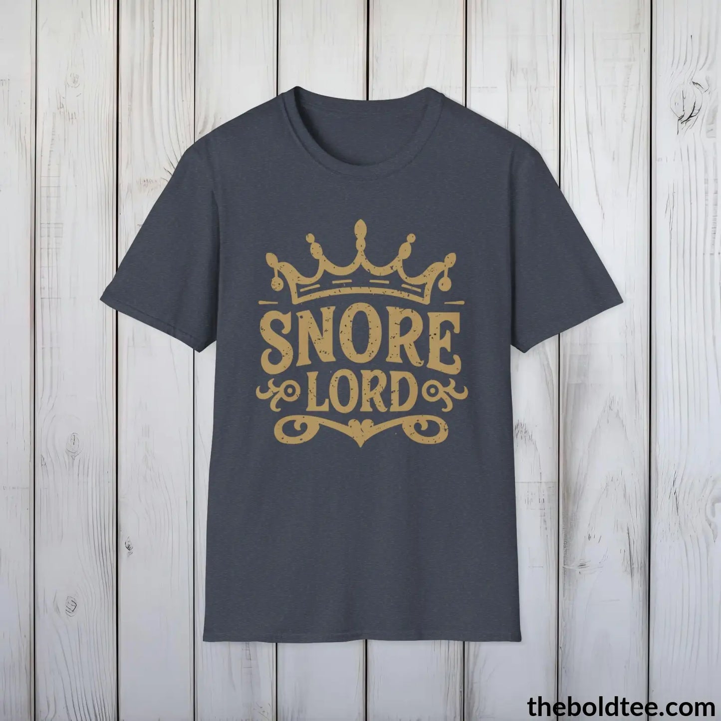 T-Shirt Heather Navy / S Snore Lord Dad Sleep Shirt - Sleepy Dad's Favorite Tee - Perfect Funny Dad T-Shirt Gift - Ultimate Comfort in Black, Grey or Navy