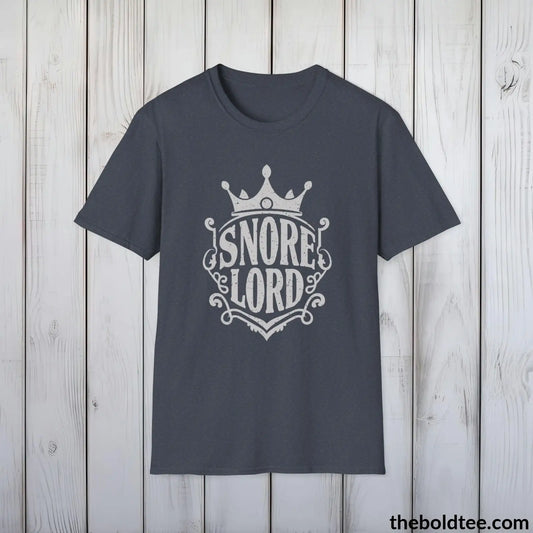 T-Shirt Heather Navy / S Snore Lord Dad Sleep Shirt - Sleepy Dad's Favorite Tee - Perfect Funny Dad T-Shirt Gift - Ultimate Comfort in Black, Grey or Navy