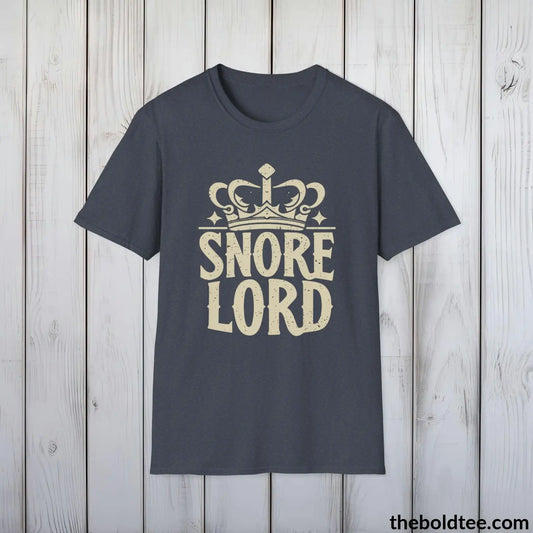 T-Shirt Heather Navy / S Snore Lord Dad Sleep Shirt - Sleepy Dad's Favorite Tee - Perfect Funny Dad T-Shirt Gift - Ultimate Comfort in Black, Grey or Navy