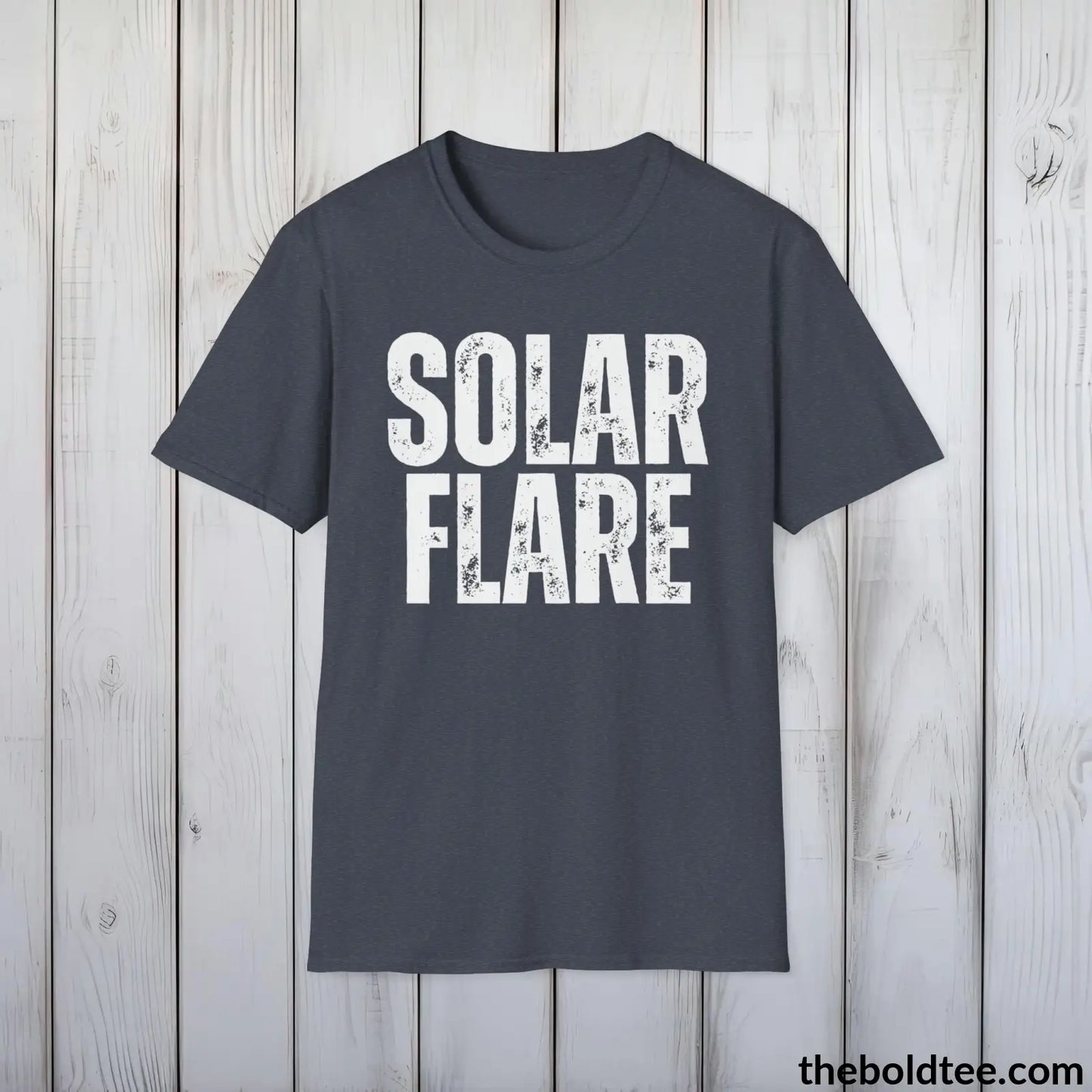 T-Shirt Heather Navy / S SOLAR FLARE Space Tee - Casual, Sustainable & Soft Cotton Crewneck Unisex T-Shirt - 9 Bold Colors