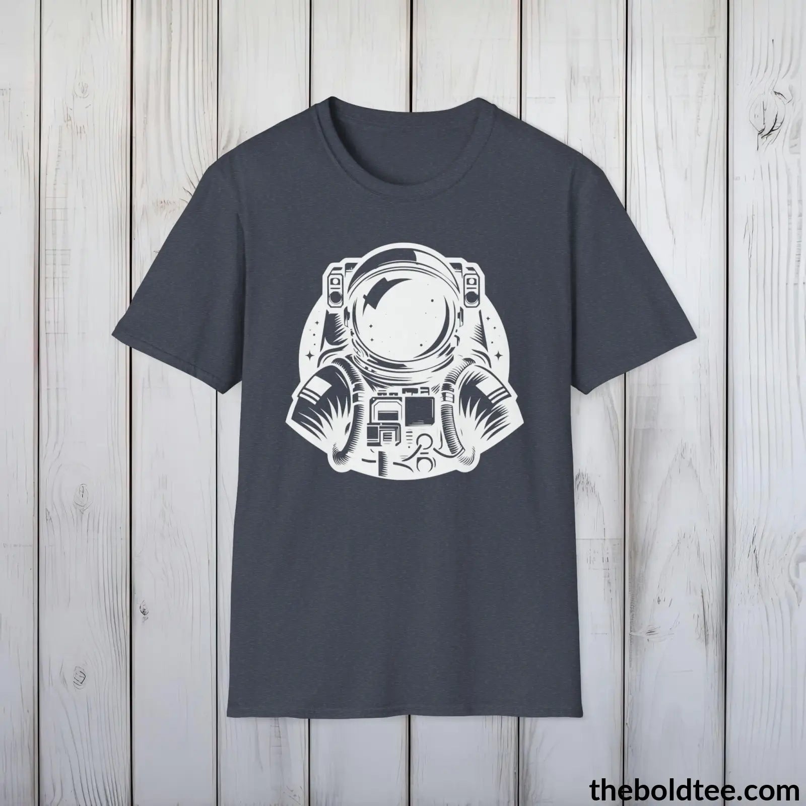 T-Shirt Heather Navy / S Space Ship Tee - Sustainable & Soft Cotton Crewneck Unisex T-Shirt - 9 Bold Colors