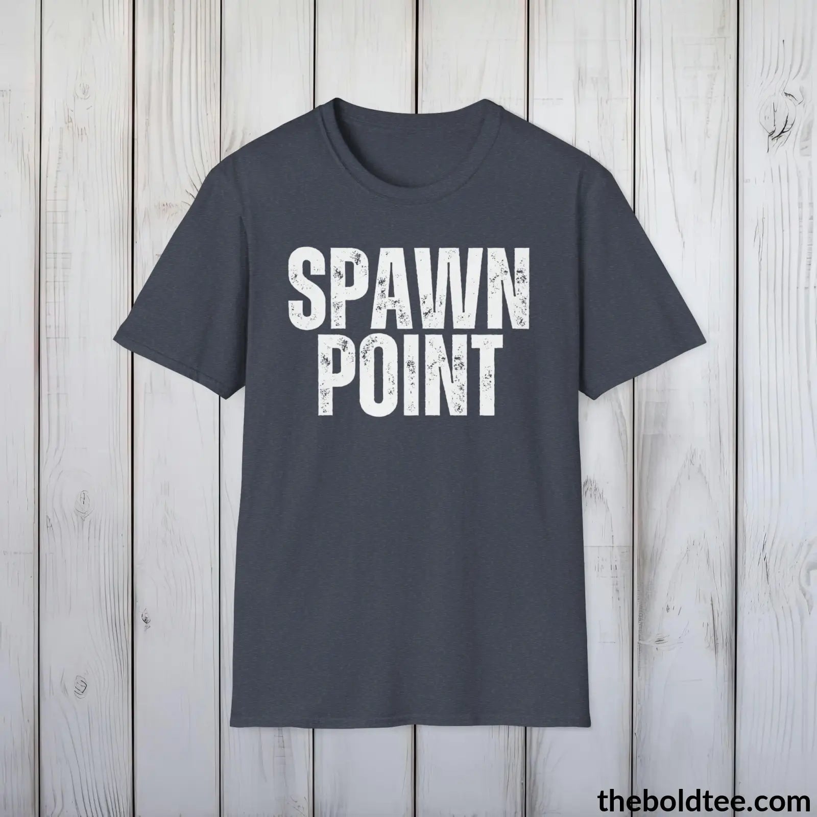 T-Shirt Heather Navy / S SPAWN POINT Gamer Tee - Sustainable & Soft Cotton Crewneck Unisex T-Shirt - 9 Bold Colors