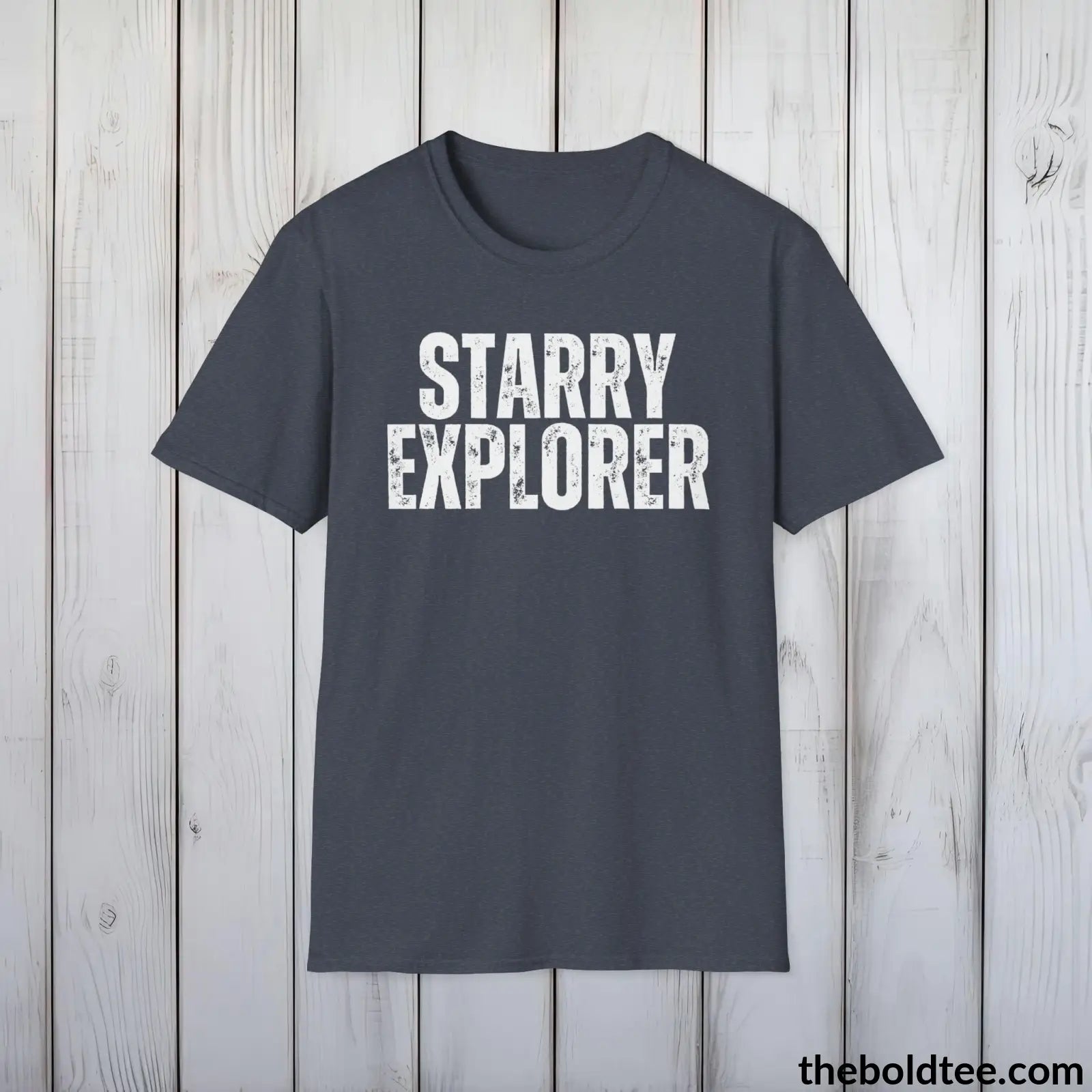 T-Shirt Heather Navy / S STARRY EXPLORER Space Tee - Casual, Sustainable & Soft Cotton Crewneck Unisex T-Shirt - 9 Bold Colors