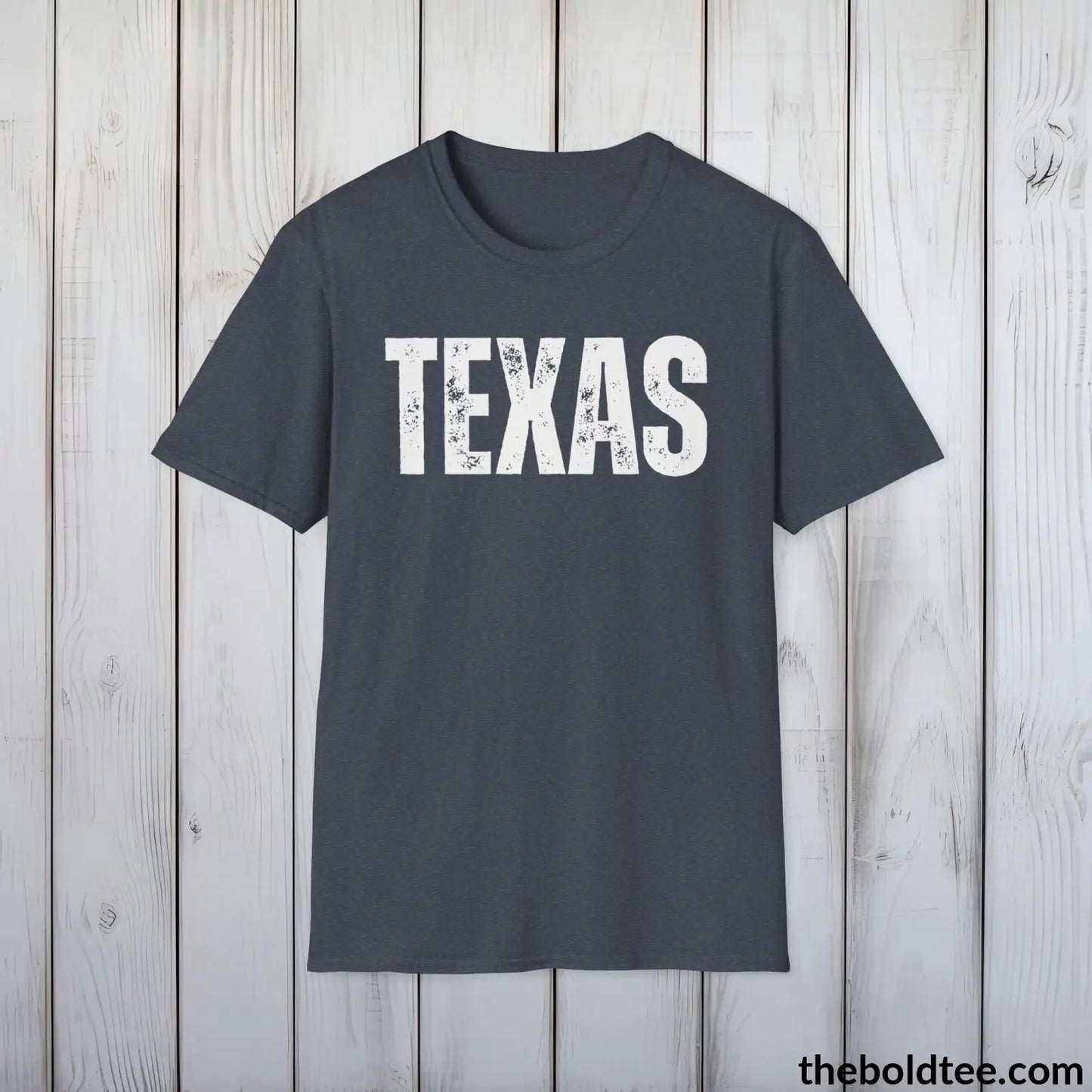 T-Shirt Heather Navy / S TEXAS Tee - Casual, Sustainable & Soft Cotton Crewneck Unisex T-Shirt - 9 Bold Colors