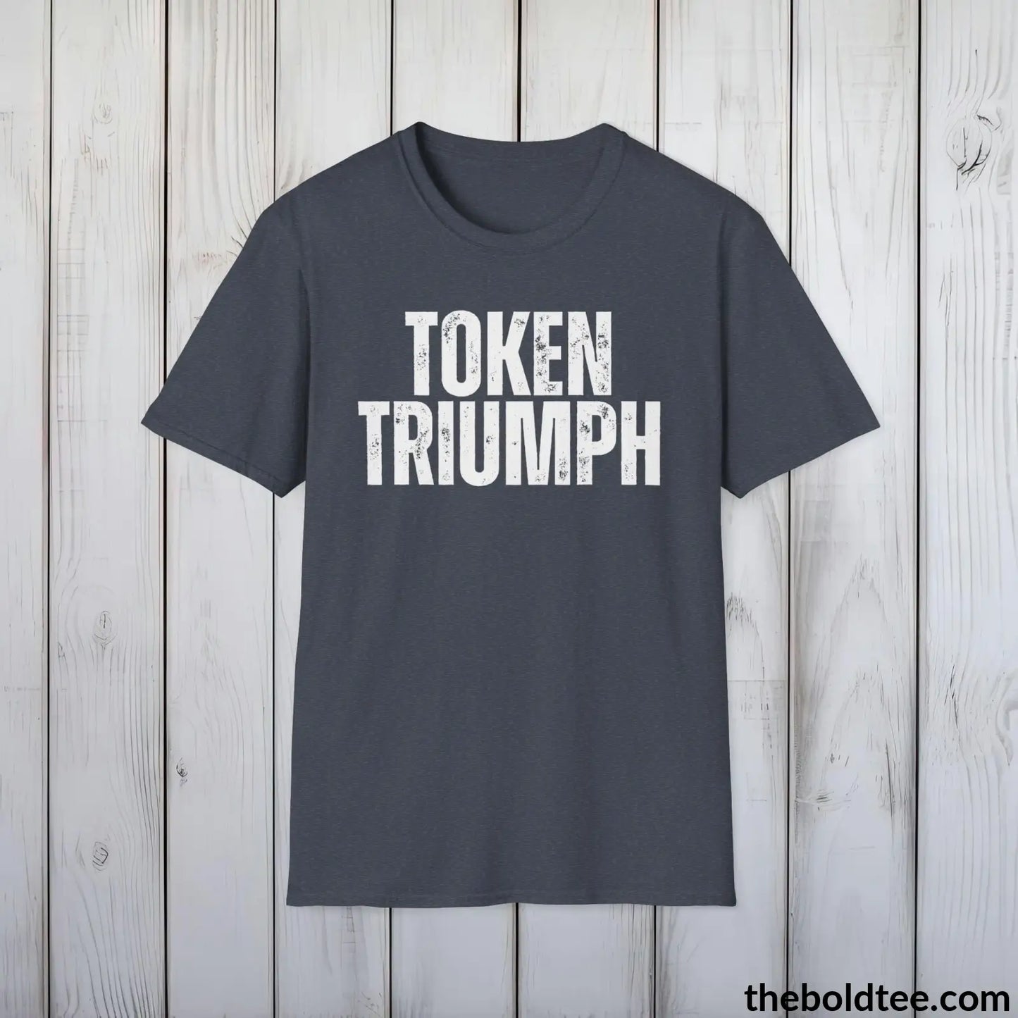 T-Shirt Heather Navy / S TOKEN TRIUMPH Cryptocurrency Tee - Sustainable & Soft Cotton Crewneck Unisex T-Shirt - 9 Bold Colors