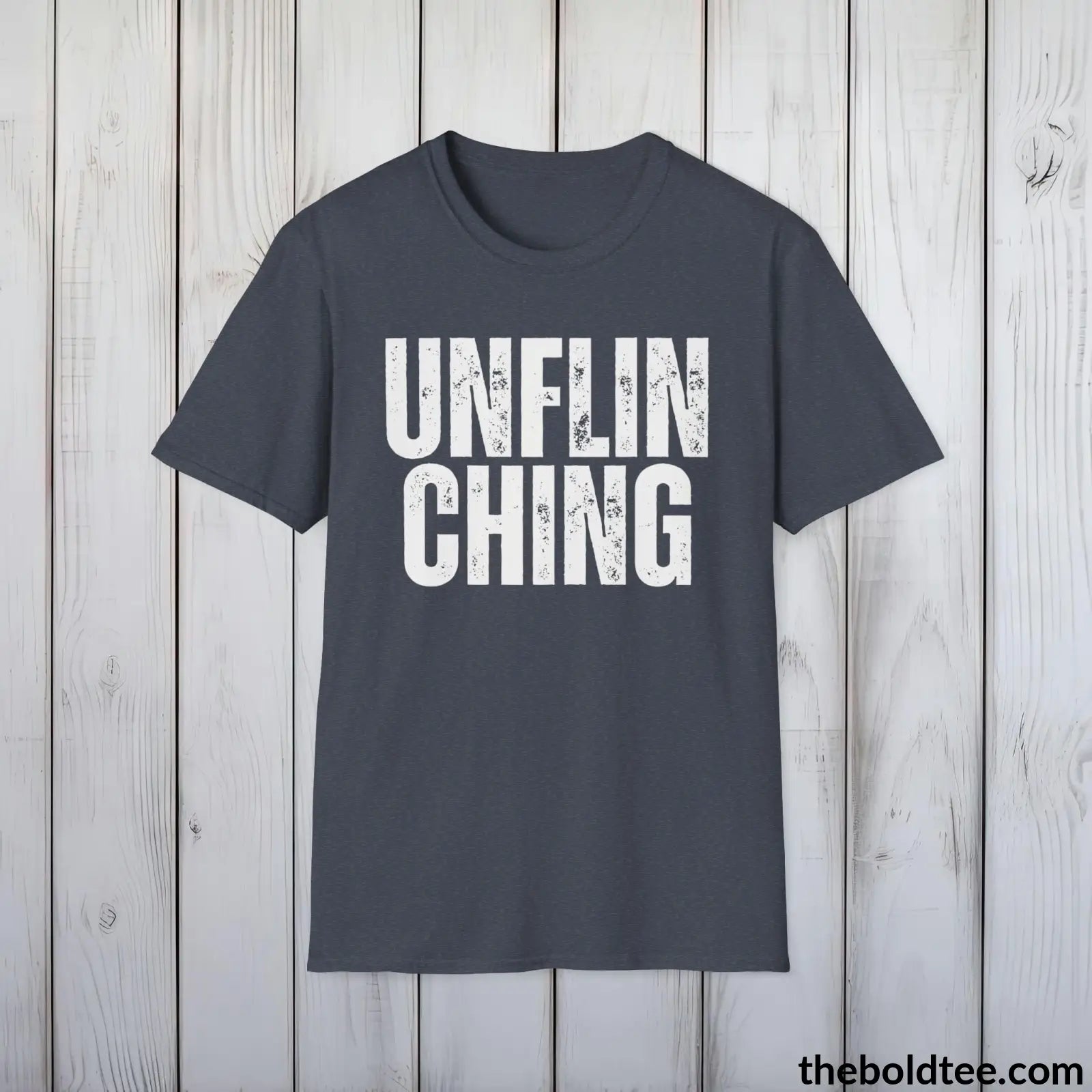 T-Shirt Heather Navy / S UNFLINCHING Tee - Casual, Sustainable & Soft Cotton Crewneck Unisex T-Shirt - 9 Bold Colors