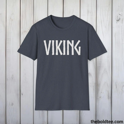 T-Shirt Heather Navy / S VIKING Tee - Bold Viking Mythology Cotton T-Shirt - 9 Epic Dark Colors Available