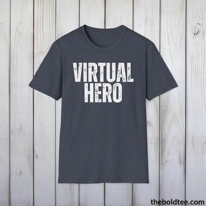 T-Shirt Heather Navy / S VIRTUAL HERO Gamer Tee - Sustainable & Soft Cotton Crewneck Unisex T-Shirt - 9 Bold Colors