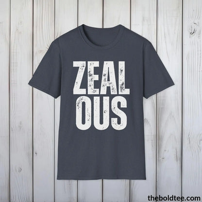 T-Shirt Heather Navy / S ZEALOUS Tee - Casual, Sustainable & Soft Cotton Crewneck Unisex T-Shirt - 9 Bold Colors