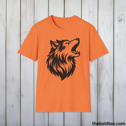 T-Shirt Heather Orange / S Howling Wolf Tee - Casual, Sustainable & Soft Cotton Crewneck Unisex T-Shirt - in 9 Bold Colors